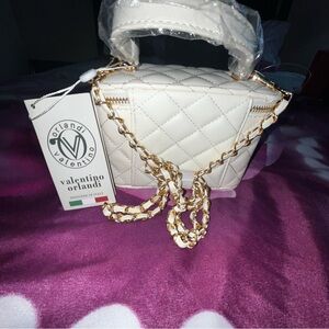Valentino Orlandi Cream Quilted Women's Bag